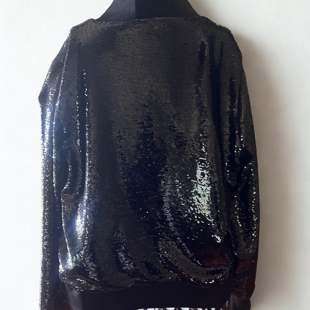 Ralph Lauren Black Sequin Bomber Jacket - Picture 2 of 5